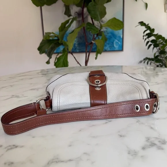 COACH Y2K Vintage Soho Medium Buckle Leather Shoulder Bag F12301 Cream Brown - Picture 7 of 16